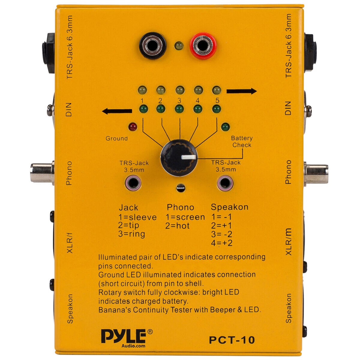Pyle PCT10 8 Plug Pro Audio Cable Tester
